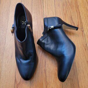 Vince Camuto 8.5M Black Leather Ankle Heeled Boots Heels VECKA
